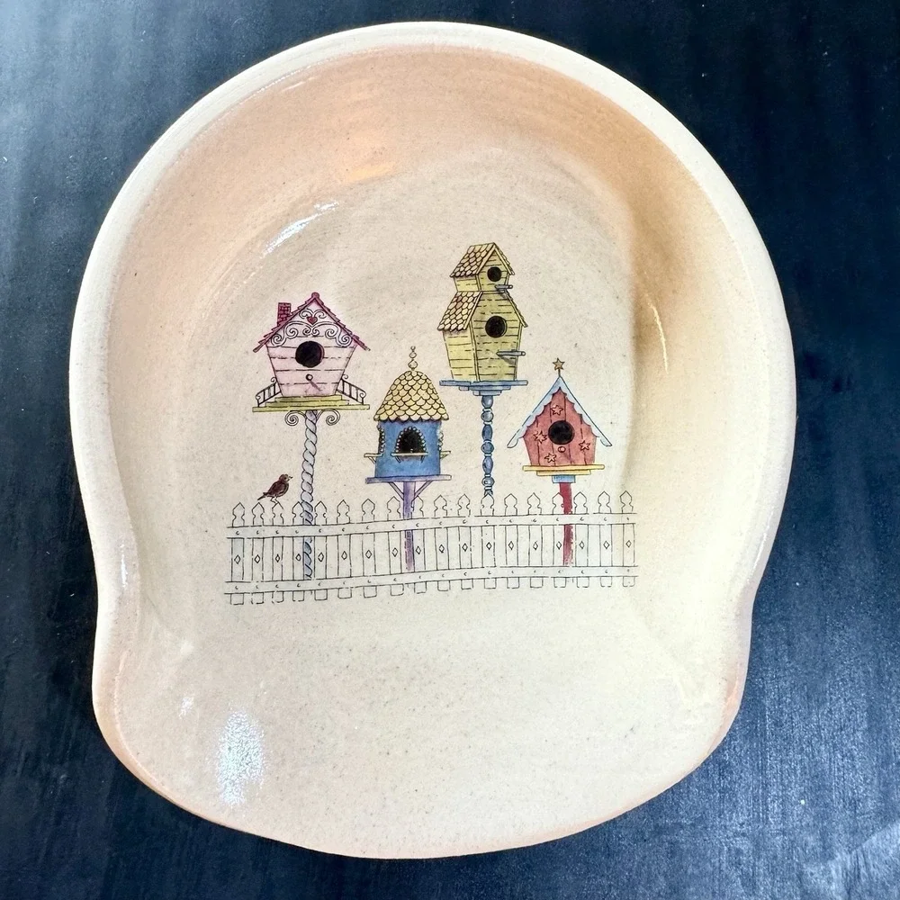 Vintage Shaker & Thangs Birdhouse Ceramic Spoon Rest Cottage‎ Core Kitchen